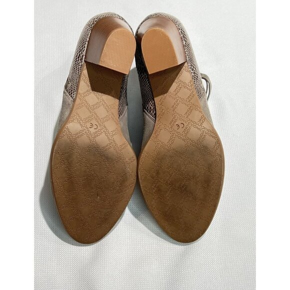 Vionic Anne Ankle Booties Suede Faux Snakeskin Womens 10 Zip Up Tan Block Heel - Picture 8 of 12